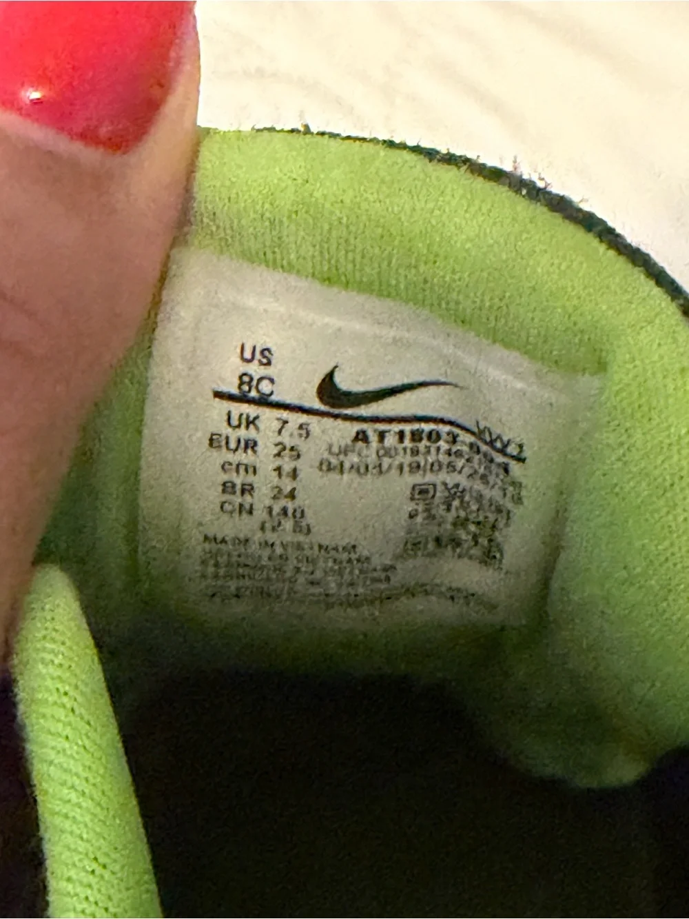 Nike Kids Black & Neon Green Velcro Sneakers
